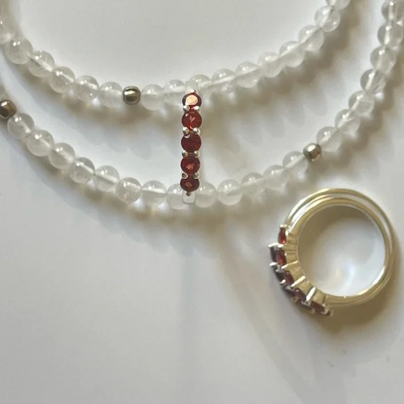 925 Sterling Silver Natural Garnet Band “Vibes” Sizes available US: 9 - Picture 12 of 17